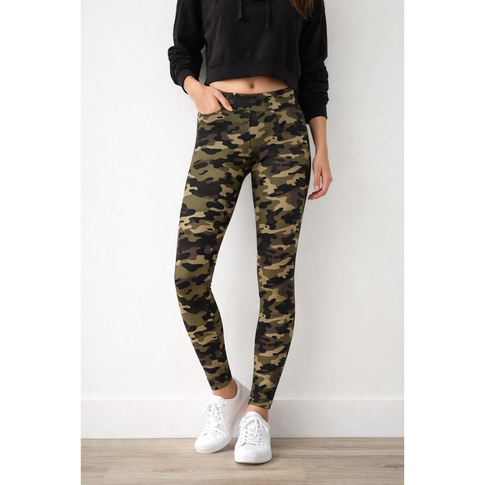 Aeropostale Womens Camo Leggings Green Camouflage Stretch Pants Small Grunge Y2K
